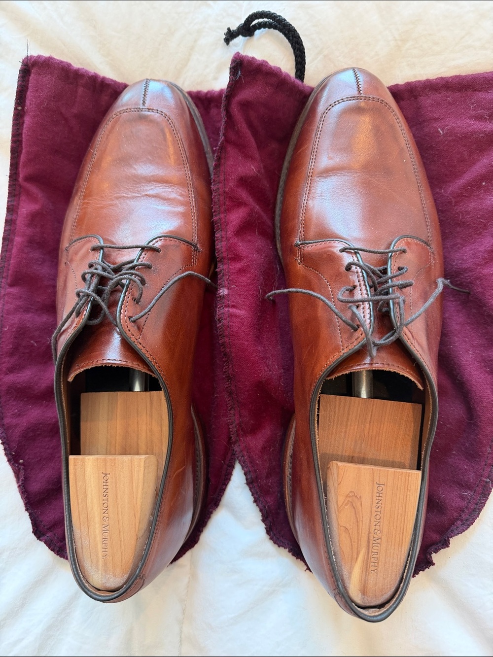 Allen Edmonds Cognac Brown Leather Derby Shoes